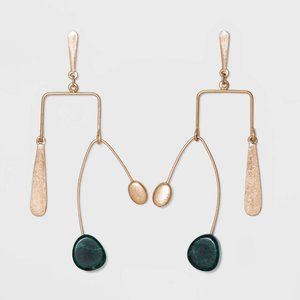 NWT Semiprecious Statement Earrings in Worn Gold